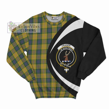 Fraser Yellow Tartan Sweatshirt with Family Crest Circle Style