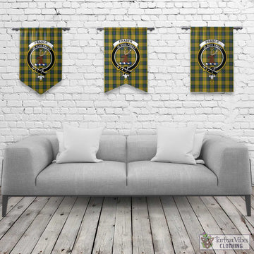 Fraser Yellow Tartan Gonfalon, Tartan Banner with Family Crest