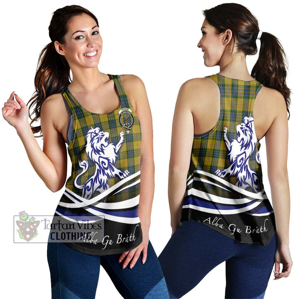 Fraser Yellow Tartan Women's Racerback Tanks with Alba Gu Brath Regal Lion Emblem 4XL - Tartanvibesclothing Shop