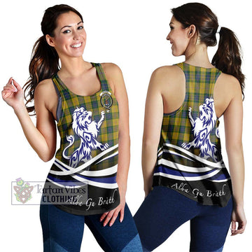 Fraser Yellow Tartan Women's Racerback Tanks with Alba Gu Brath Regal Lion Emblem