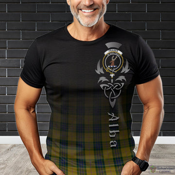 Fraser Yellow Tartan T-Shirt Featuring Alba Gu Brath Family Crest Celtic Inspired