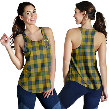 Fraser Yellow Tartan Women Racerback Tanks with Family Crest