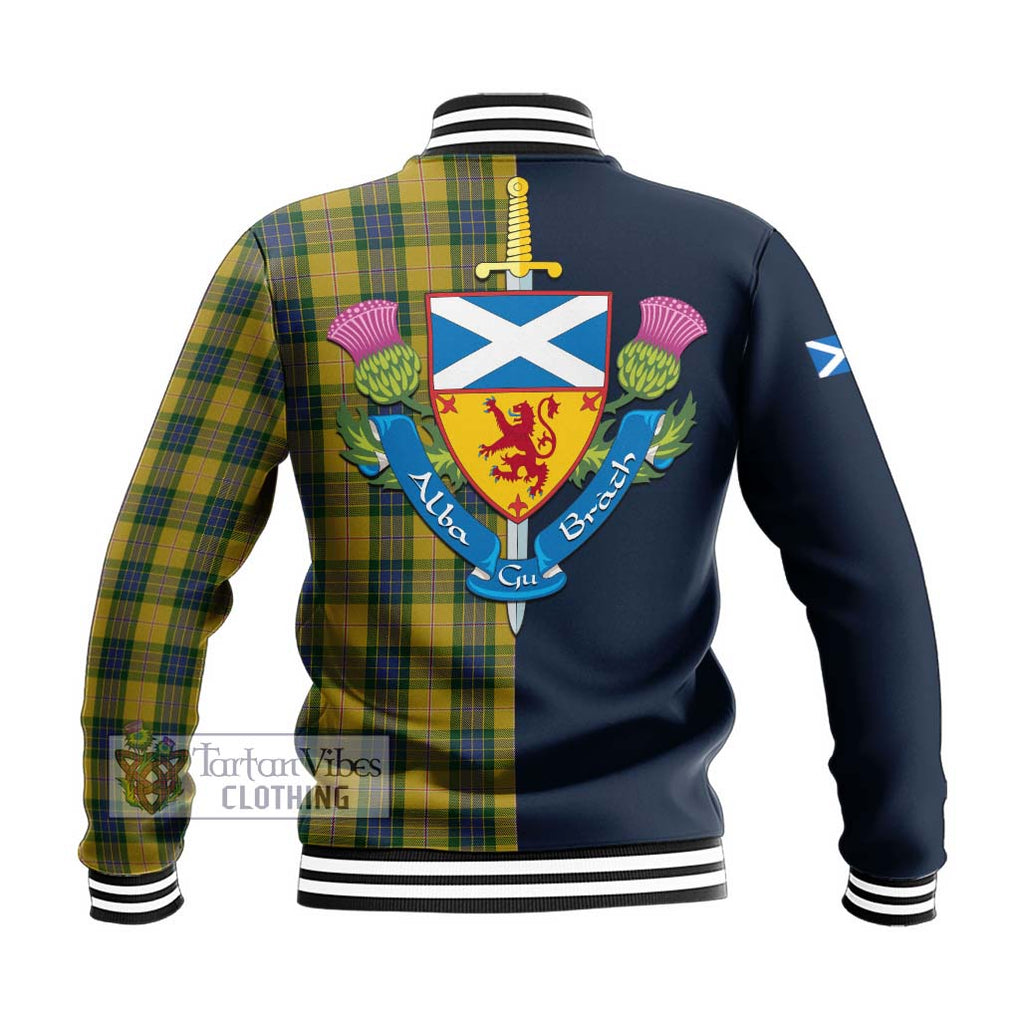 Tartan Vibes Clothing Fraser Yellow Tartan Baseball Jacket with Scottish Lion Royal Arm Half Style