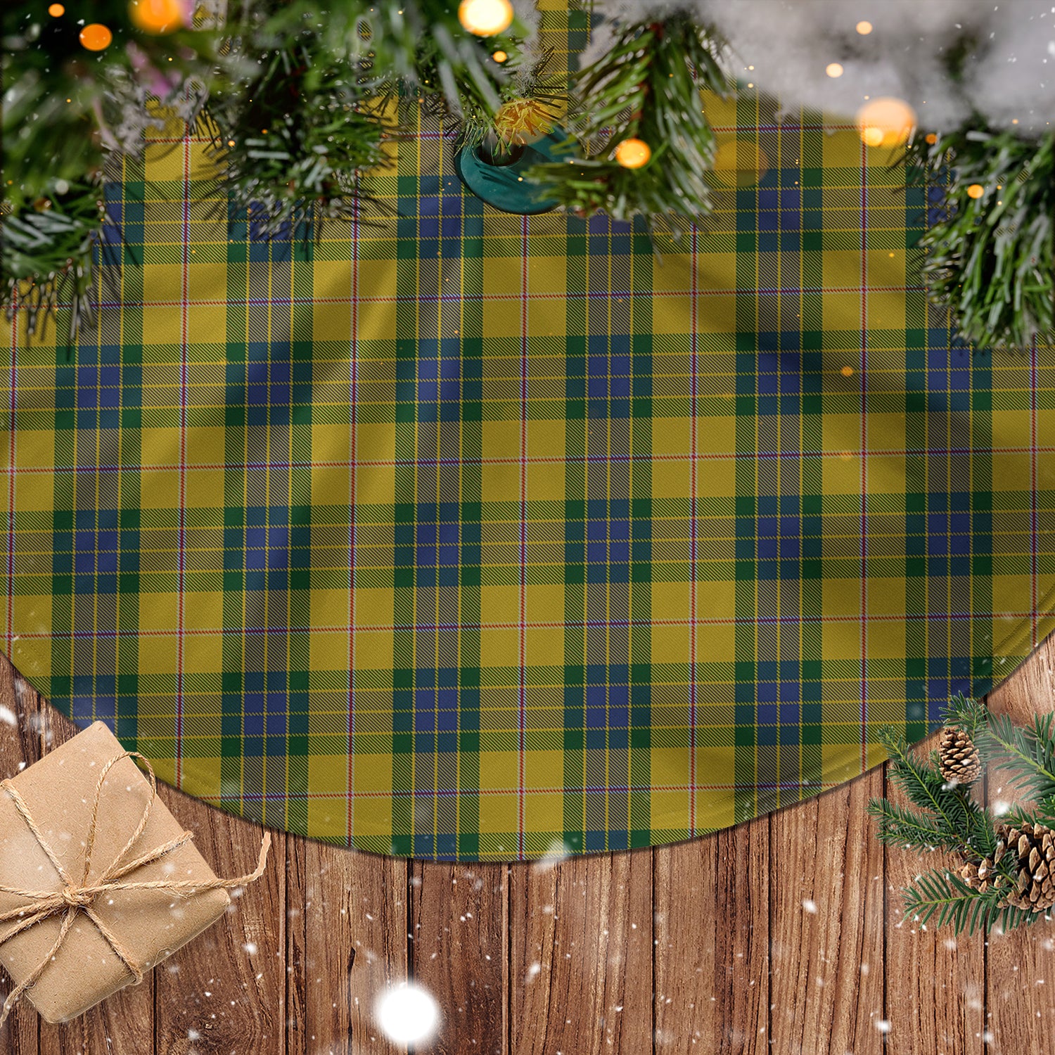 Fraser Yellow Tartan Christmas Tree Skirt - Tartanvibesclothing