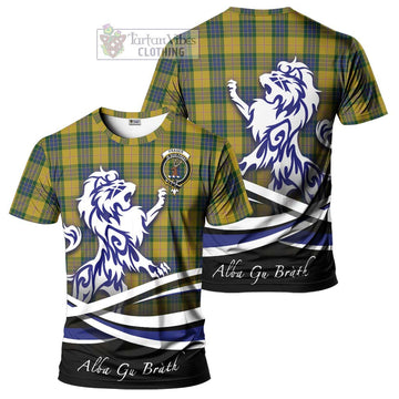 Fraser Yellow Tartan Cotton T-shirt with Alba Gu Brath Regal Lion Emblem