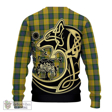 Fraser Yellow Tartan Ugly Sweater with Family Crest Celtic Wolf Style