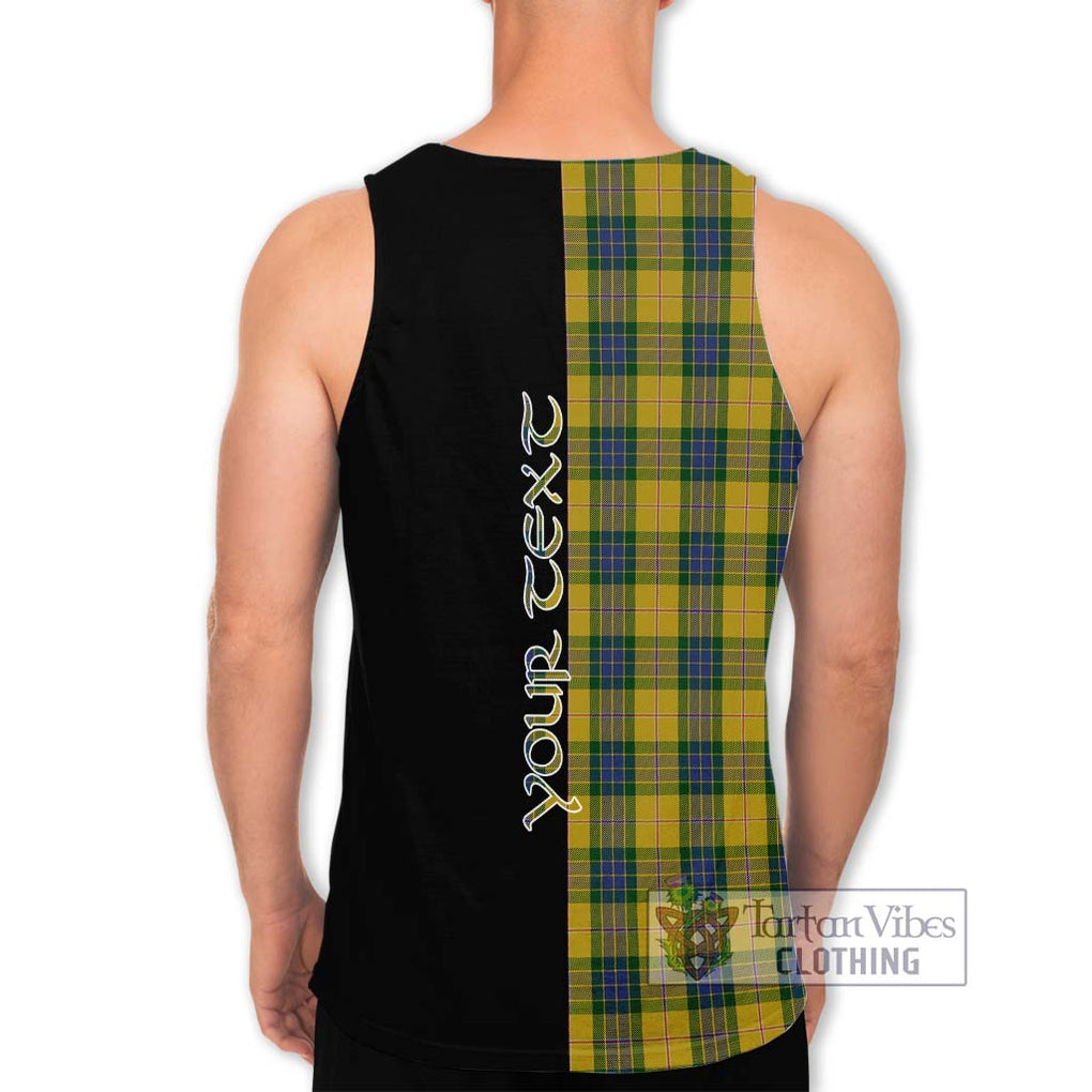 Fraser Yellow Tartan Men's Tank Top with Family Crest and Half Of Me Style - Tartanvibesclothing Shop