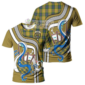 Fraser Yellow Tartan T-Shirt with Epic Bagpipe Style