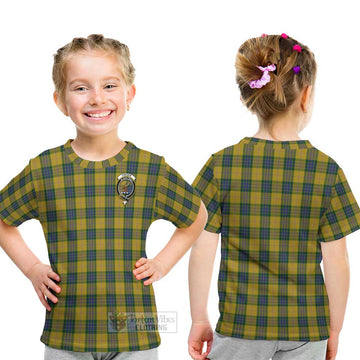 Fraser Yellow Tartan Kid T-Shirt with Family Crest