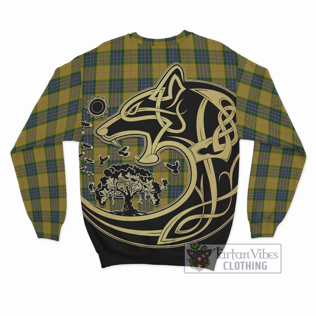 Fraser Yellow Tartan Sweatshirt with Family Crest Celtic Wolf Style - Tartan Vibes Clothing