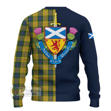 Fraser Yellow Tartan Ugly Sweater with Scottish Lion Royal Arm Half Style