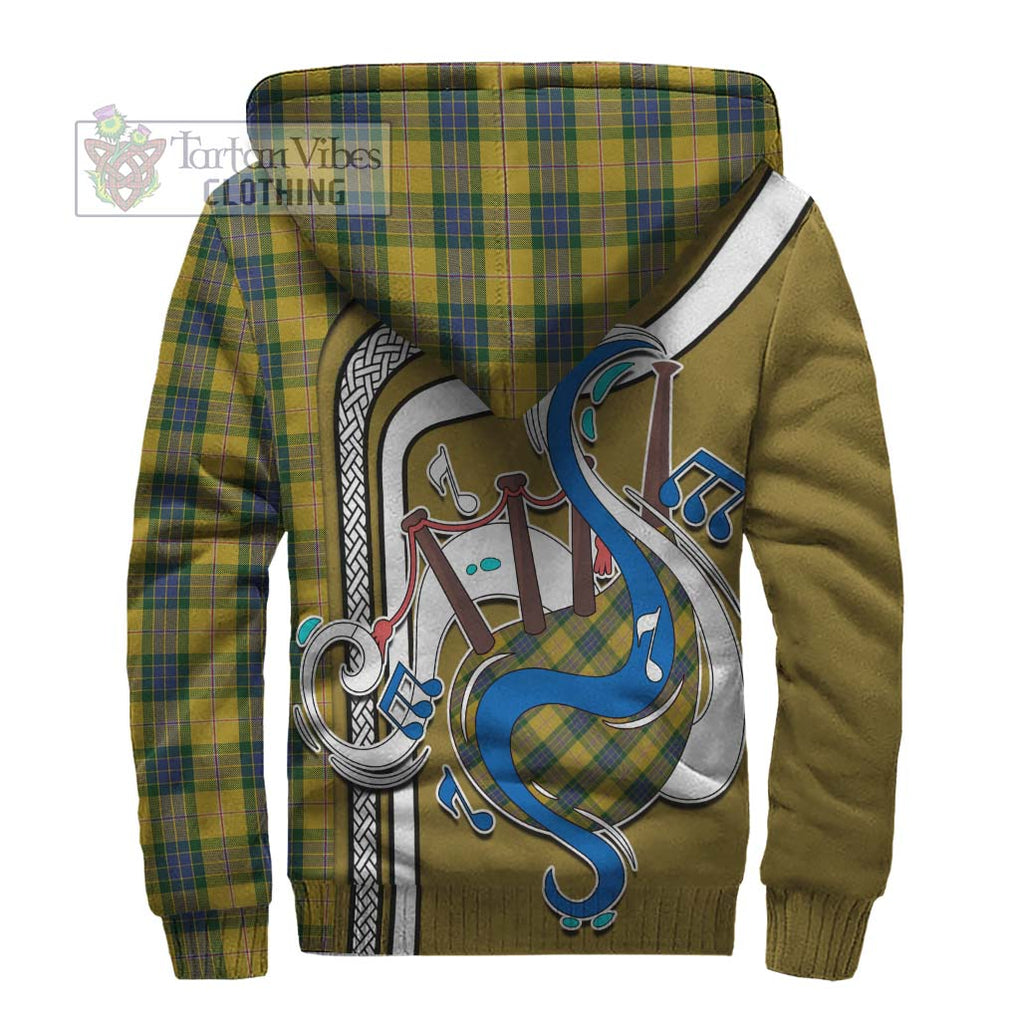 Fraser Yellow Tartan Sherpa Hoodie with Epic Bagpipe Style - Tartanvibesclothing Shop