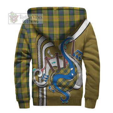 Fraser Yellow Tartan Sherpa Hoodie with Epic Bagpipe Style