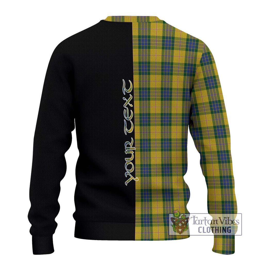 Fraser Yellow Tartan Knitted Sweater with Family Crest and Half Of Me Style - Tartanvibesclothing Shop