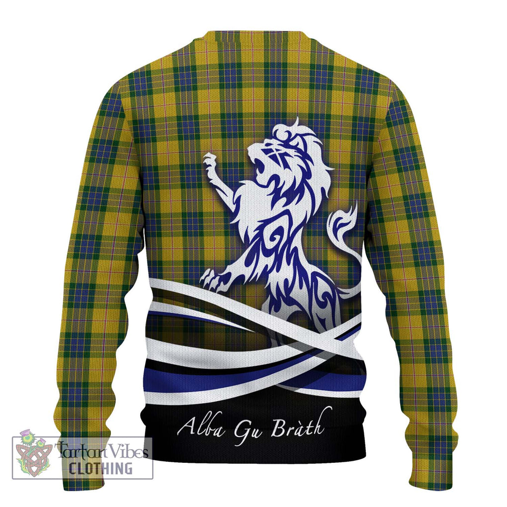 Fraser Yellow Tartan Knitted Sweater with Alba Gu Brath Regal Lion Emblem - Tartanvibesclothing Shop