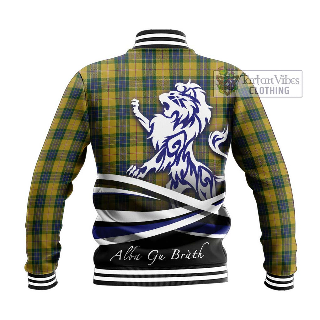 Fraser Yellow Tartan Baseball Jacket with Alba Gu Brath Regal Lion Emblem - Tartanvibesclothing Shop