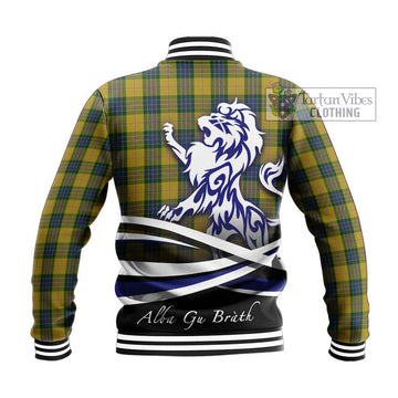 Fraser Yellow Tartan Baseball Jacket with Alba Gu Brath Regal Lion Emblem