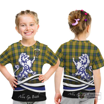 Fraser Yellow Tartan Kid T-Shirt with Alba Gu Brath Regal Lion Emblem