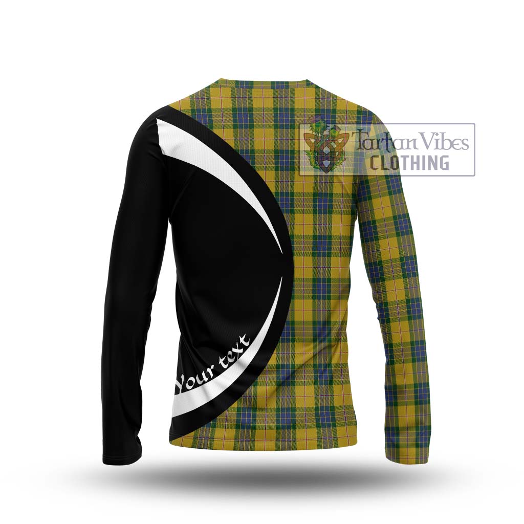 Fraser Yellow Tartan Long Sleeve T-Shirt with Family Crest Circle Style - Tartan Vibes Clothing