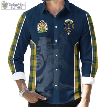 Fraser Yellow Tartan Long Sleeve Button Up Shirt with Family Crest and Lion Rampant Vibes Sport Style