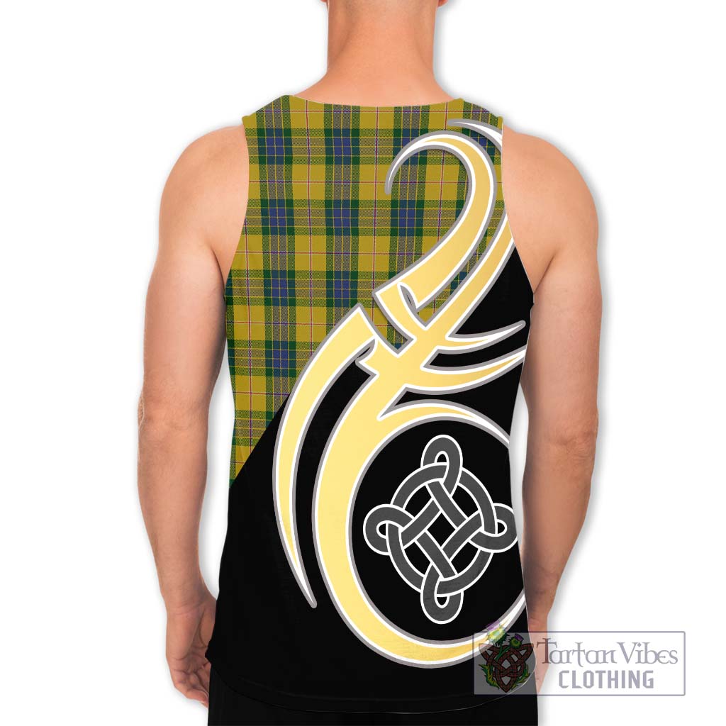 Fraser Yellow Tartan Men's Tank Top with Family Crest and Celtic Symbol Style - Tartan Vibes Clothing