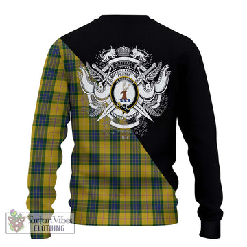 Fraser Yellow Tartan Ugly Sweater with Family Crest and Military Logo Style