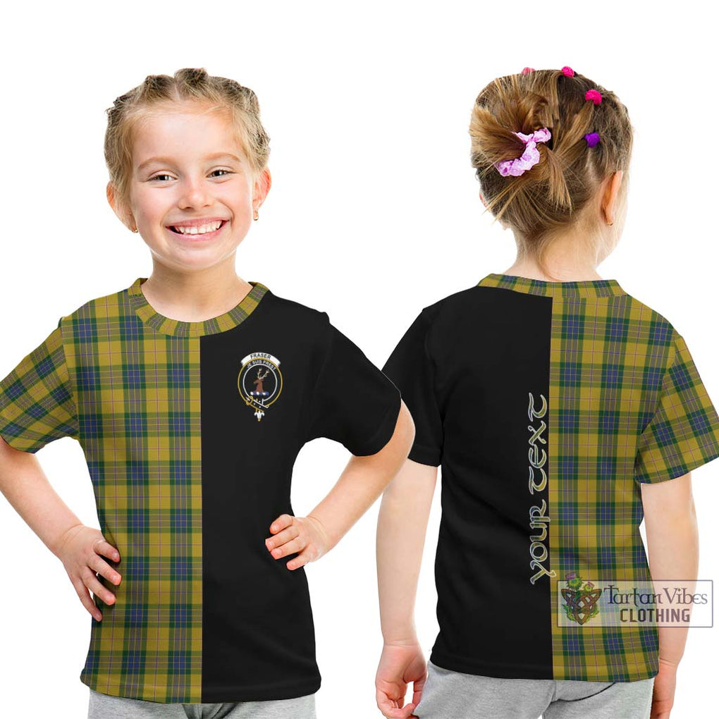 Fraser Yellow Tartan Kid T-Shirt with Family Crest and Half Of Me Style - Tartanvibesclothing Shop