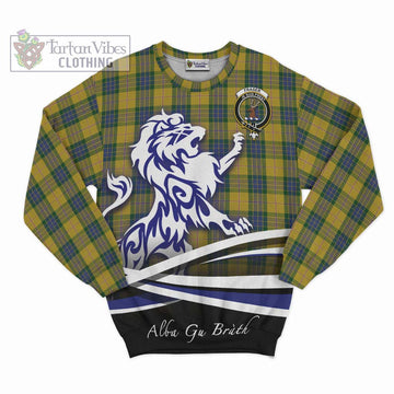 Fraser Yellow Tartan Sweatshirt with Alba Gu Brath Regal Lion Emblem