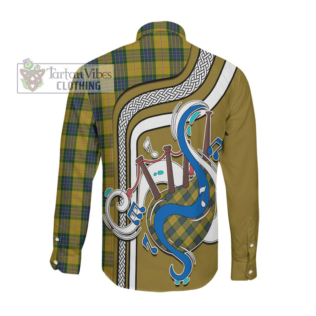 Fraser Yellow Tartan Long Sleeve Button Shirt with Epic Bagpipe Style Men's Shirt - Tartanvibesclothing Shop