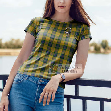 Fraser Yellow Tartan Cotton T-Shirt with Family Crest