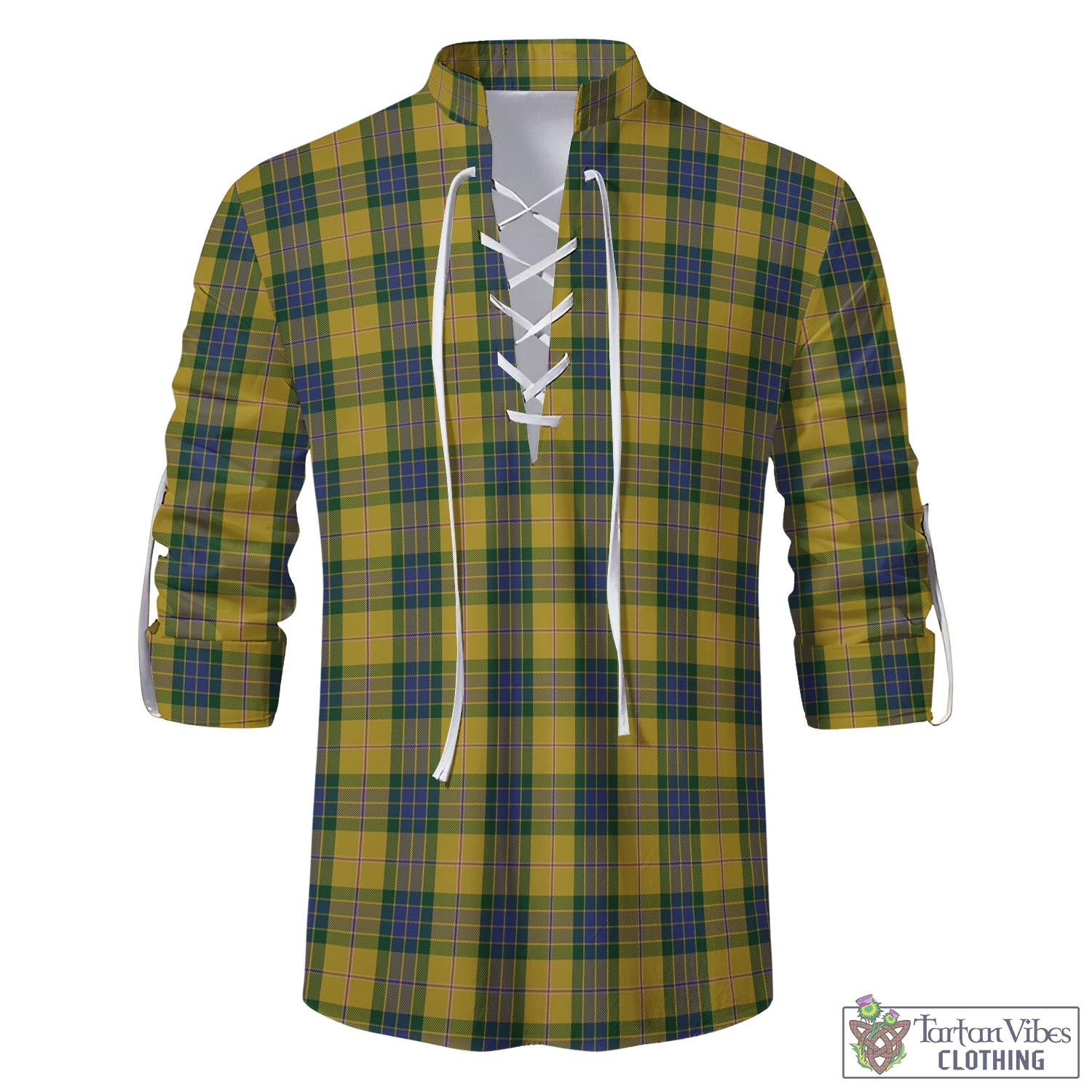 Tartan Vibes Clothing Fraser Yellow Tartan Men's Scottish Traditional Jacobite Ghillie Kilt Shirt