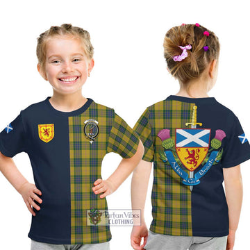 Fraser Yellow Tartan Kid T-Shirt Alba with Scottish Lion Royal Arm Half Style