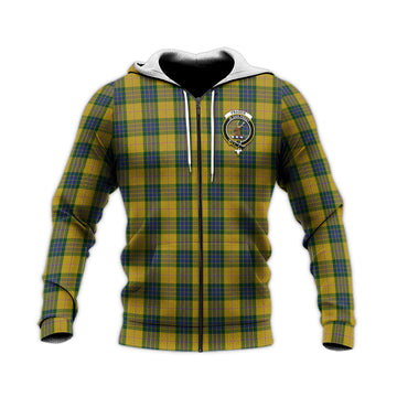 Fraser Yellow Tartan Knitted Hoodie with Family Crest