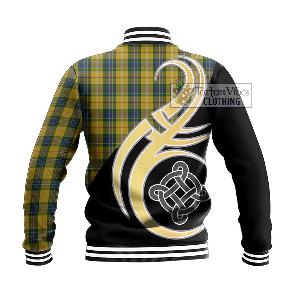 Fraser Yellow Tartan Baseball Jacket with Family Crest and Celtic Symbol Style - Tartan Vibes Clothing