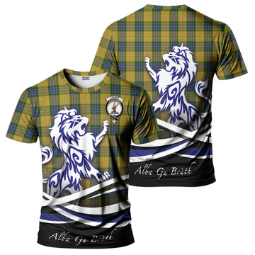 Fraser Yellow Tartan T-Shirt with Alba Gu Brath Regal Lion Emblem