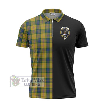 Fraser Yellow Tartan Zipper Polo Shirt with Family Crest and Half Of Me Style