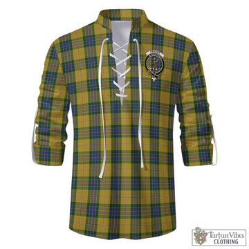 Fraser Yellow Tartan Men's Scottish Traditional Jacobite Ghillie Kilt Shirt with Family Crest