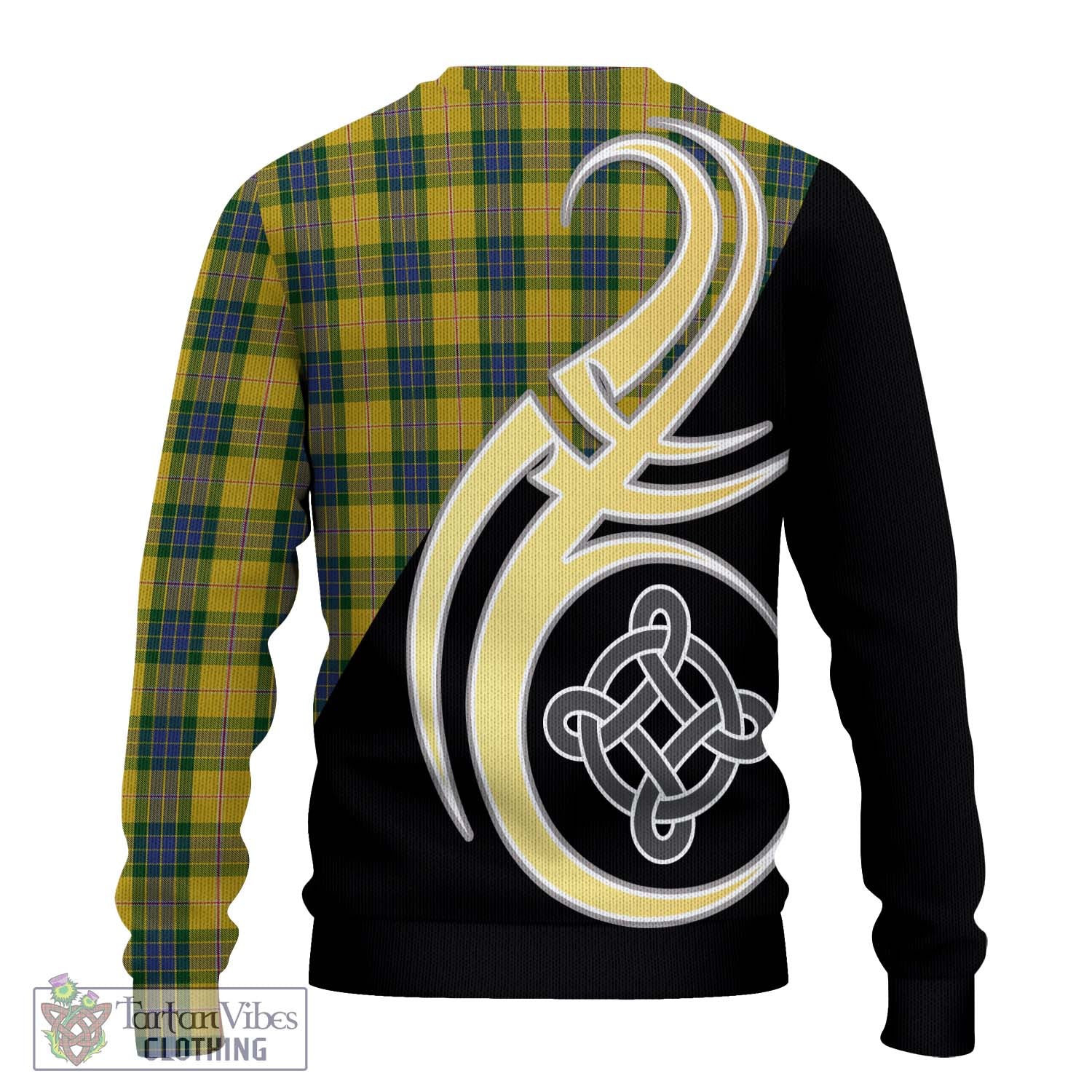 Fraser Yellow Tartan Knitted Sweater with Family Crest and Celtic Symbol Style - Tartan Vibes Clothing