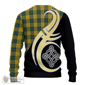 Fraser Yellow Tartan Ugly Sweater with Family Crest and Celtic Symbol Style