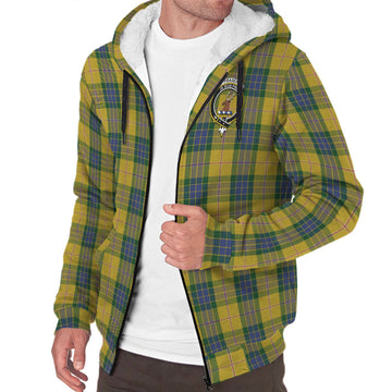 Fraser Yellow Tartan Sherpa Hoodie with Family Crest