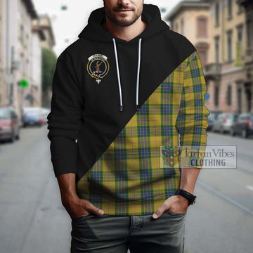 Fraser Yellow Tartan Hoodie with Family Crest and Military Logo Style