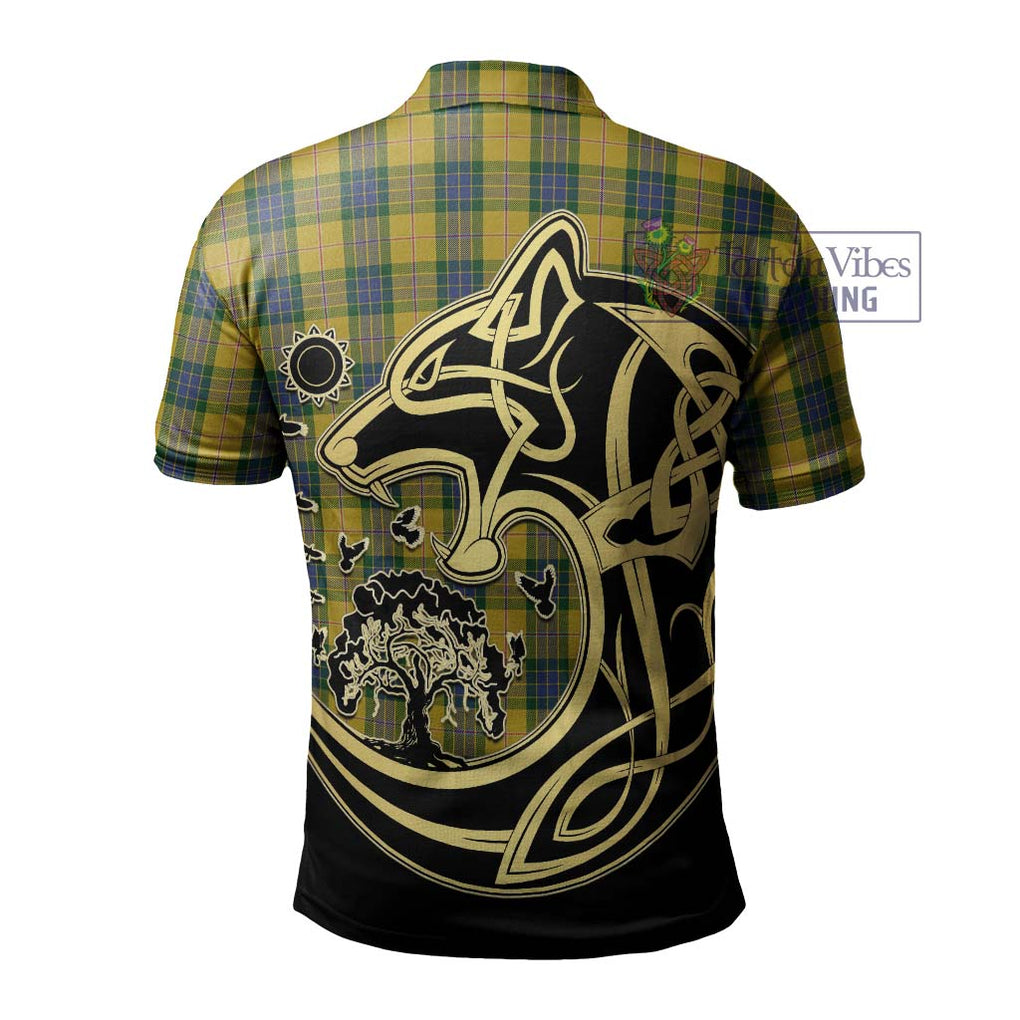 Fraser Yellow Tartan Polo Shirt with Family Crest Celtic Wolf Style - Tartanvibesclothing Shop