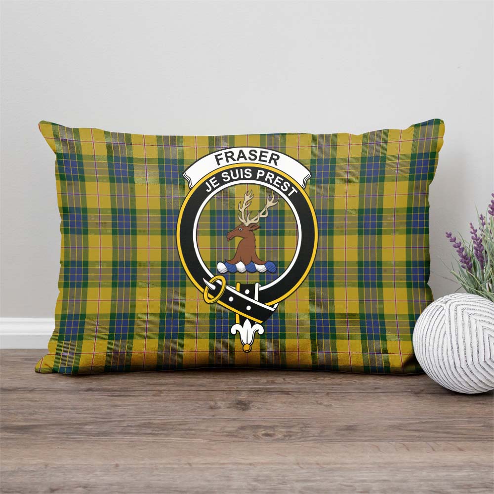 Fraser Yellow Tartan Pillow Cover with Family Crest Rectangle Pillow Cover - Tartanvibesclothing