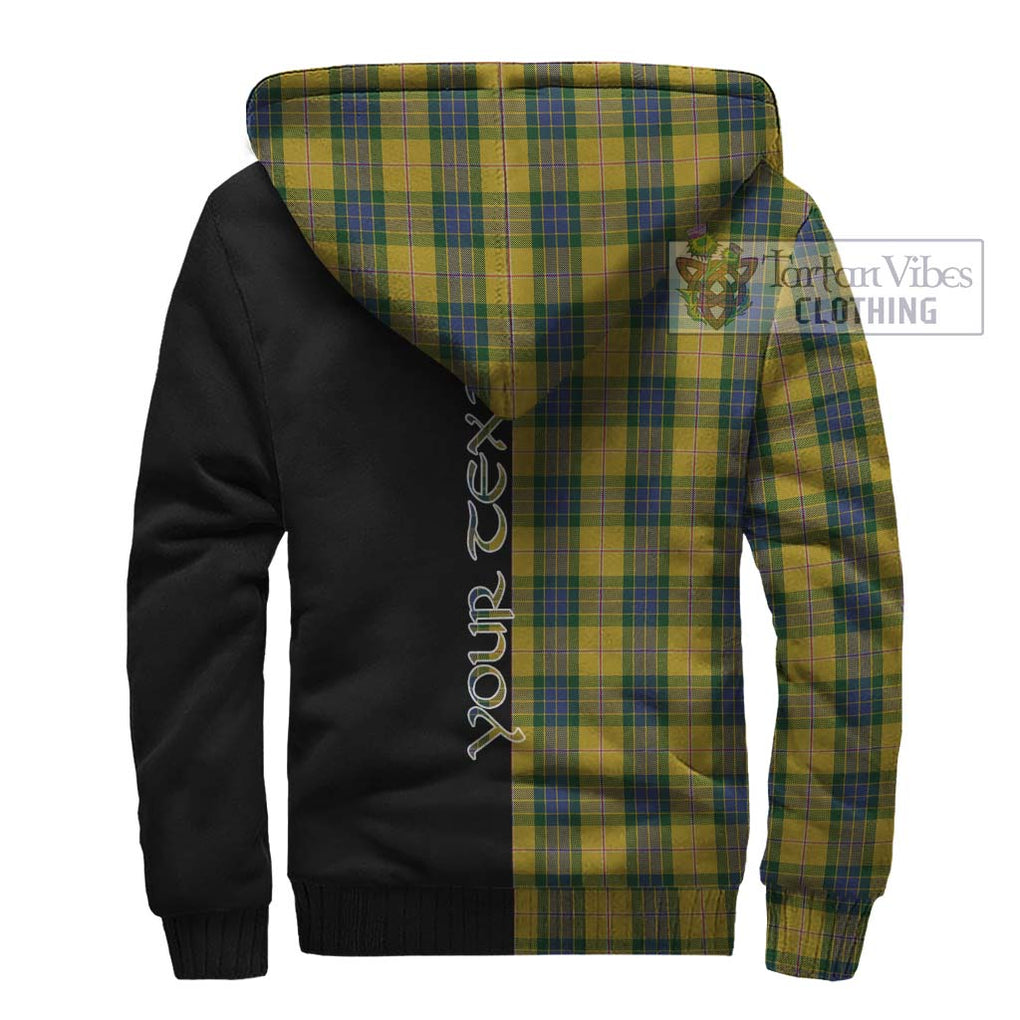 Fraser Yellow Tartan Sherpa Hoodie with Family Crest and Half Of Me Style - Tartanvibesclothing Shop