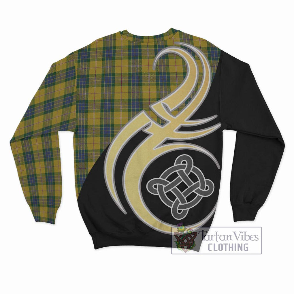 Fraser Yellow Tartan Sweatshirt with Family Crest and Celtic Symbol Style - Tartan Vibes Clothing