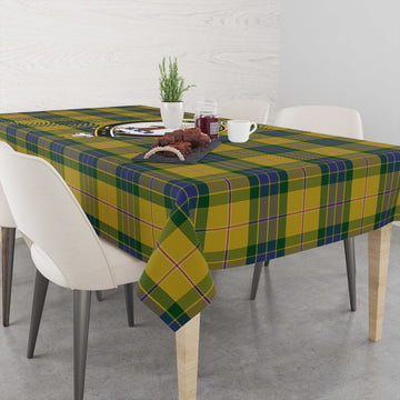 Fraser Yellow Tartan Tablecloth with Family Crest