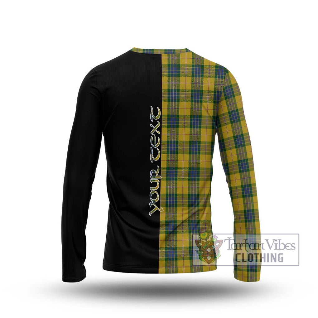 Fraser Yellow Tartan Long Sleeve T-Shirt with Family Crest and Half Of Me Style - Tartanvibesclothing Shop