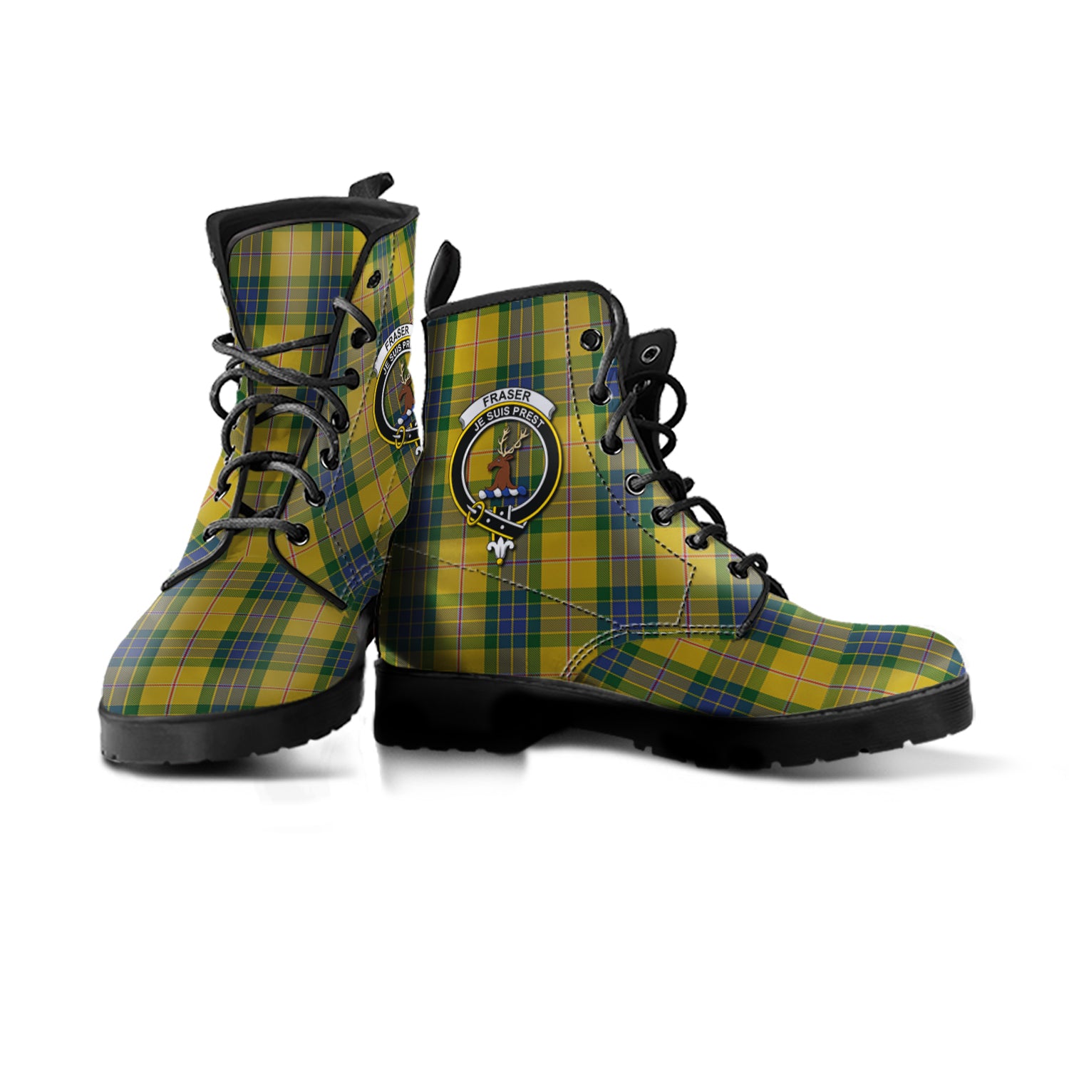 fraser-yellow-tartan-leather-boots-with-family-crest