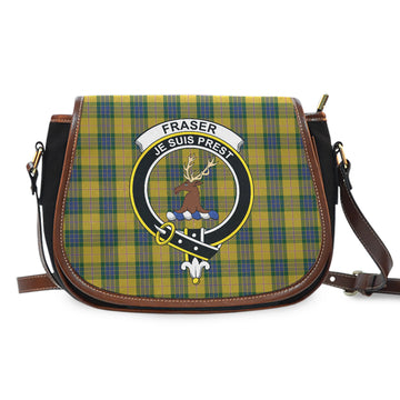 Fraser Yellow Tartan Saddle Bag with Family Crest