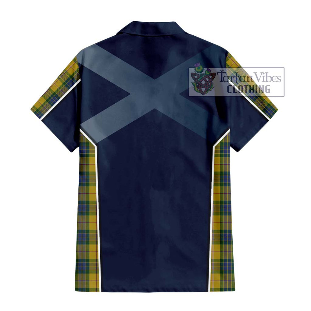 Fraser Yellow Tartan Short Sleeve Button Shirt with Family Crest and Lion Rampant Vibes Sport Style - Tartan Vibes Clothing